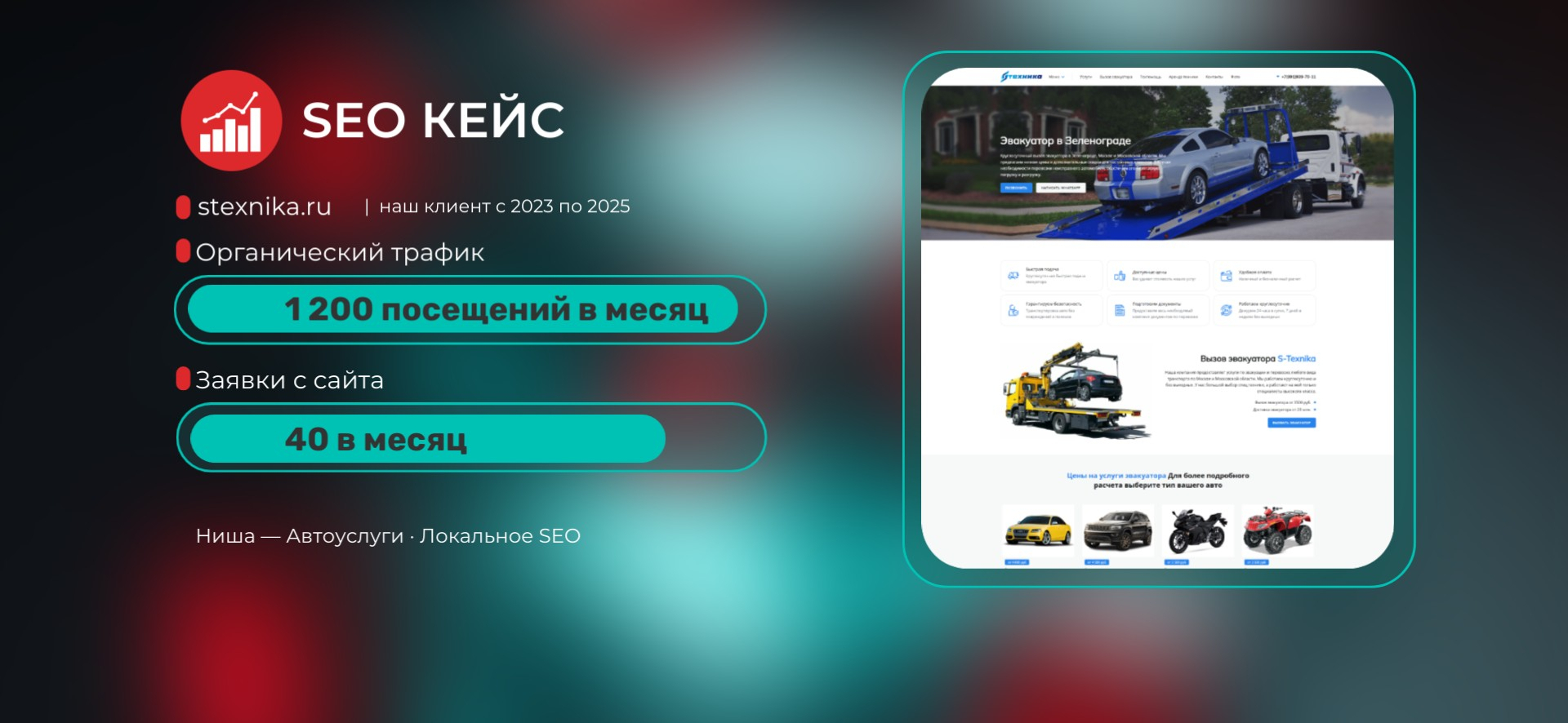 SEO продвижение для сервиса эвакуации (Зеленоград и область)